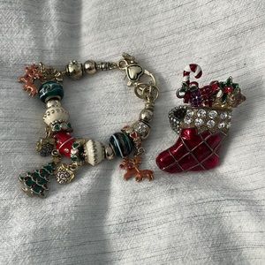 Christmas charm bracelet and ring